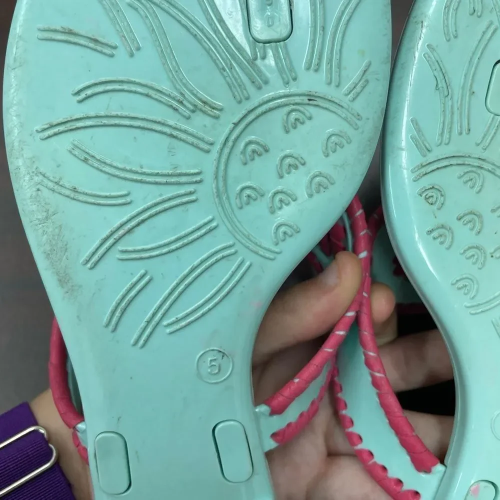 SPRING BREAK 🌴 Jack Rogers Aqua and Pink Sandals Size 5 - Picture 6 of 6